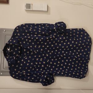 Blue and Yellow Bees Express Portofino Medium Button Down Blouse